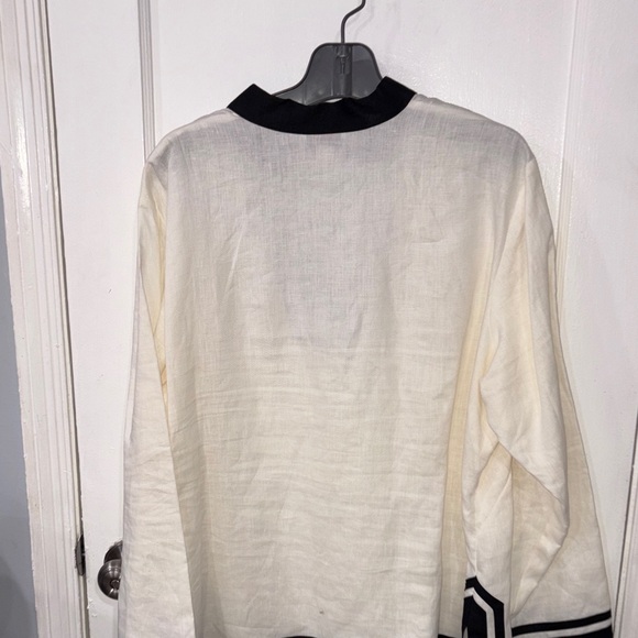 Talbots Cream and Black Linen Tunic with Black Trim - Picture 11 of 13